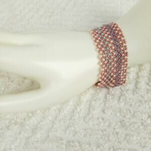 HANDMADE ~ Netted Beaded Cuff 8"